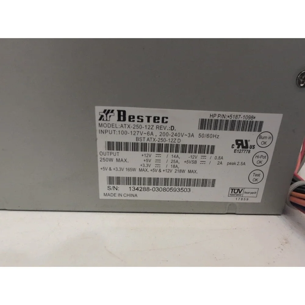 Bestec ATX-250-12Z REV. D 250W ATX Power Supply